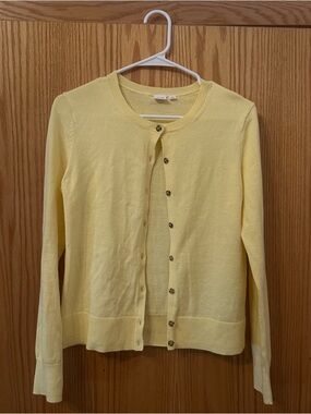 GAP 100% Cotton Pale Yellow Button-Front Cardigan